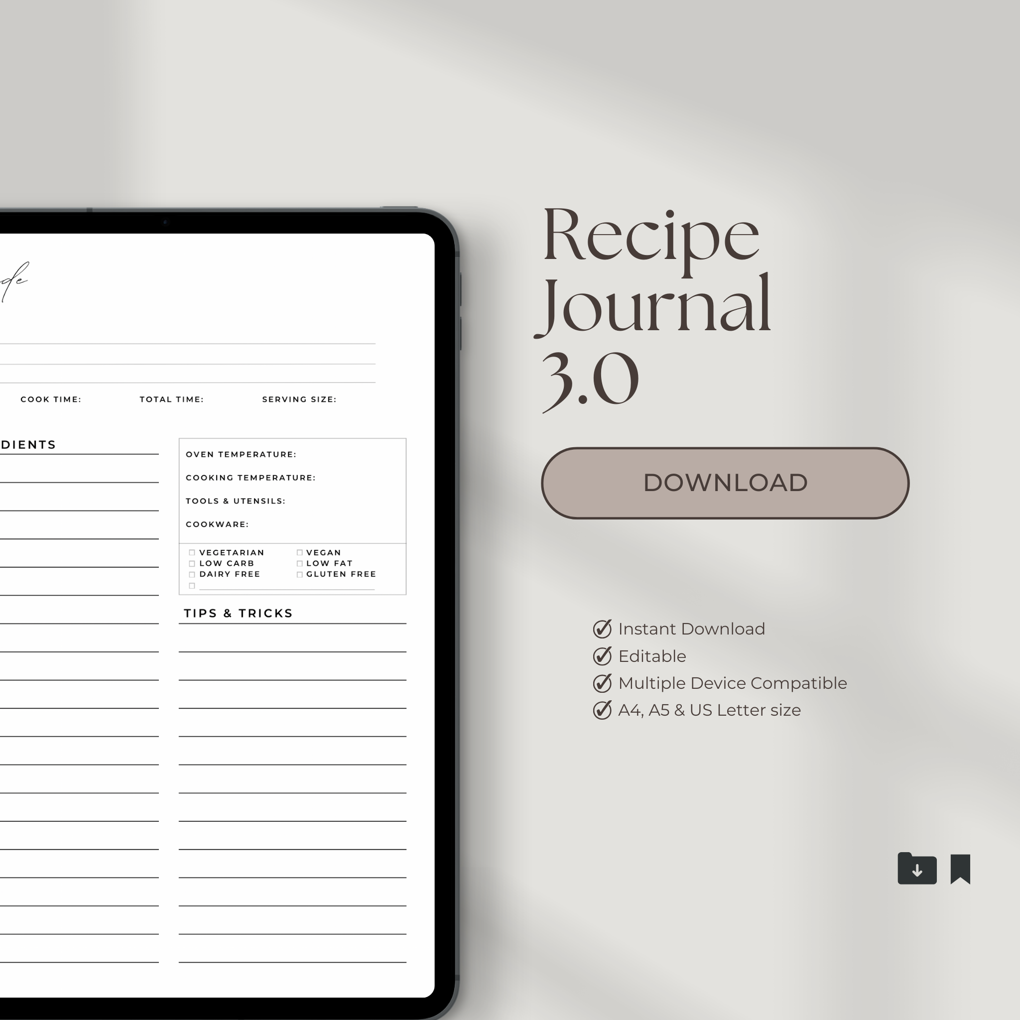Recipe Journal Template 3.0