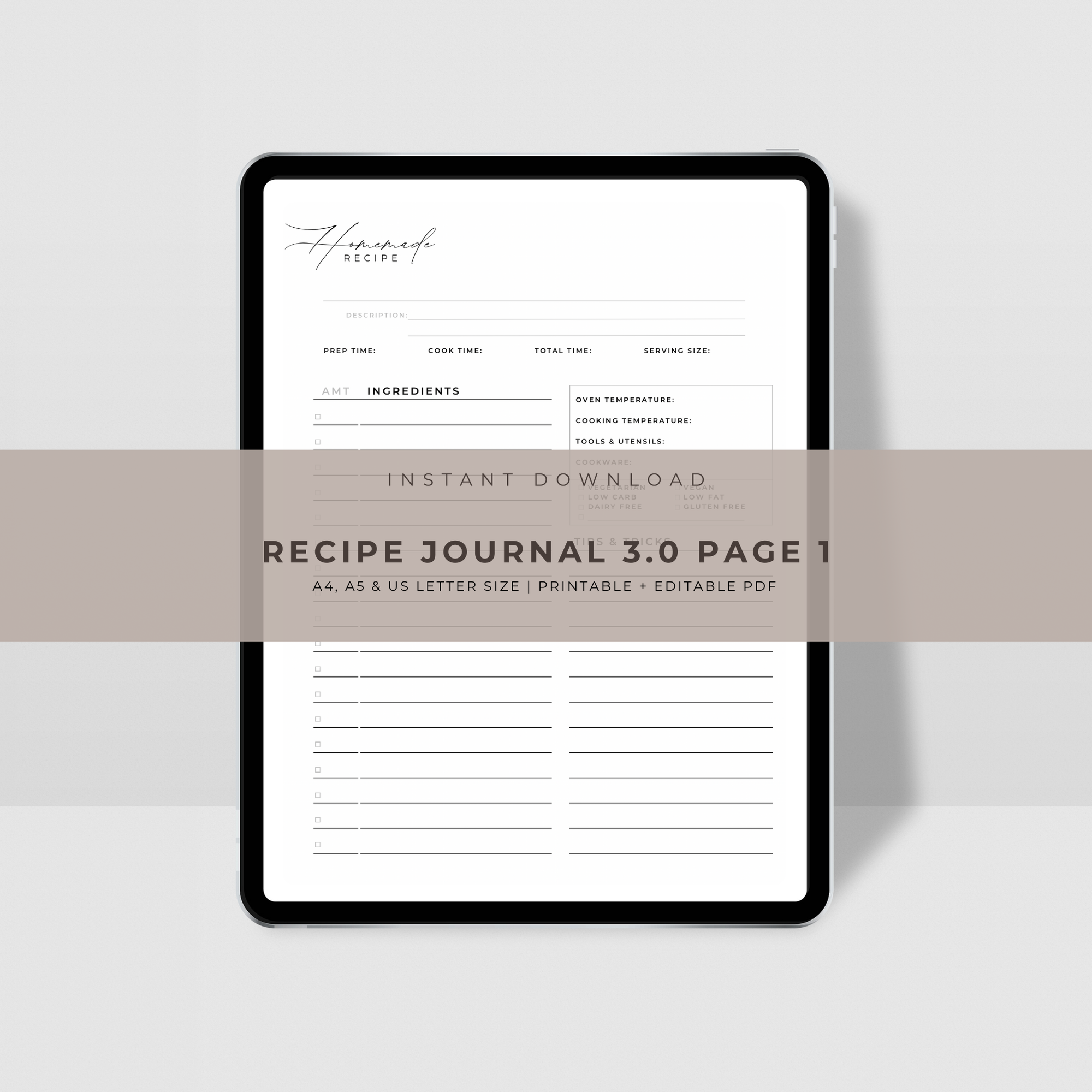 Recipe Journal Template 3.0