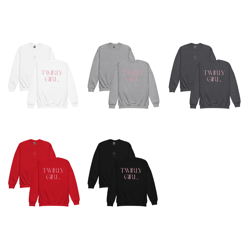 Twirly Girl — Pink Printed Youth Crew