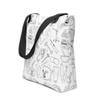Skincare Doodles — Black Printed Tote Bag