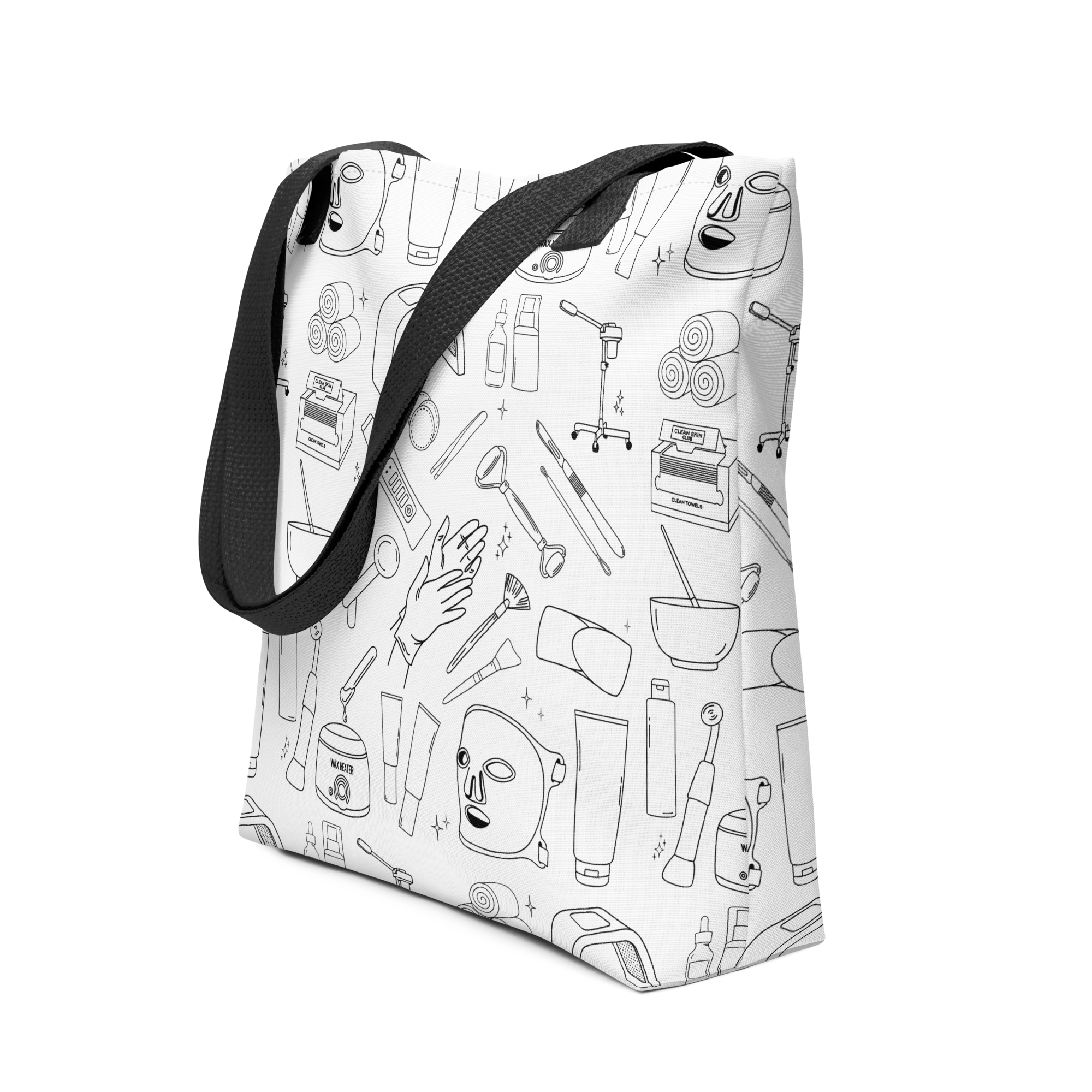 Skincare Doodles — Black Printed Tote Bag