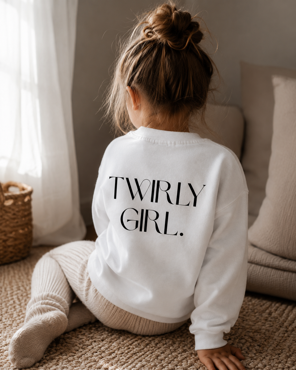 Twirly Girl — Black Printed Youth Crew