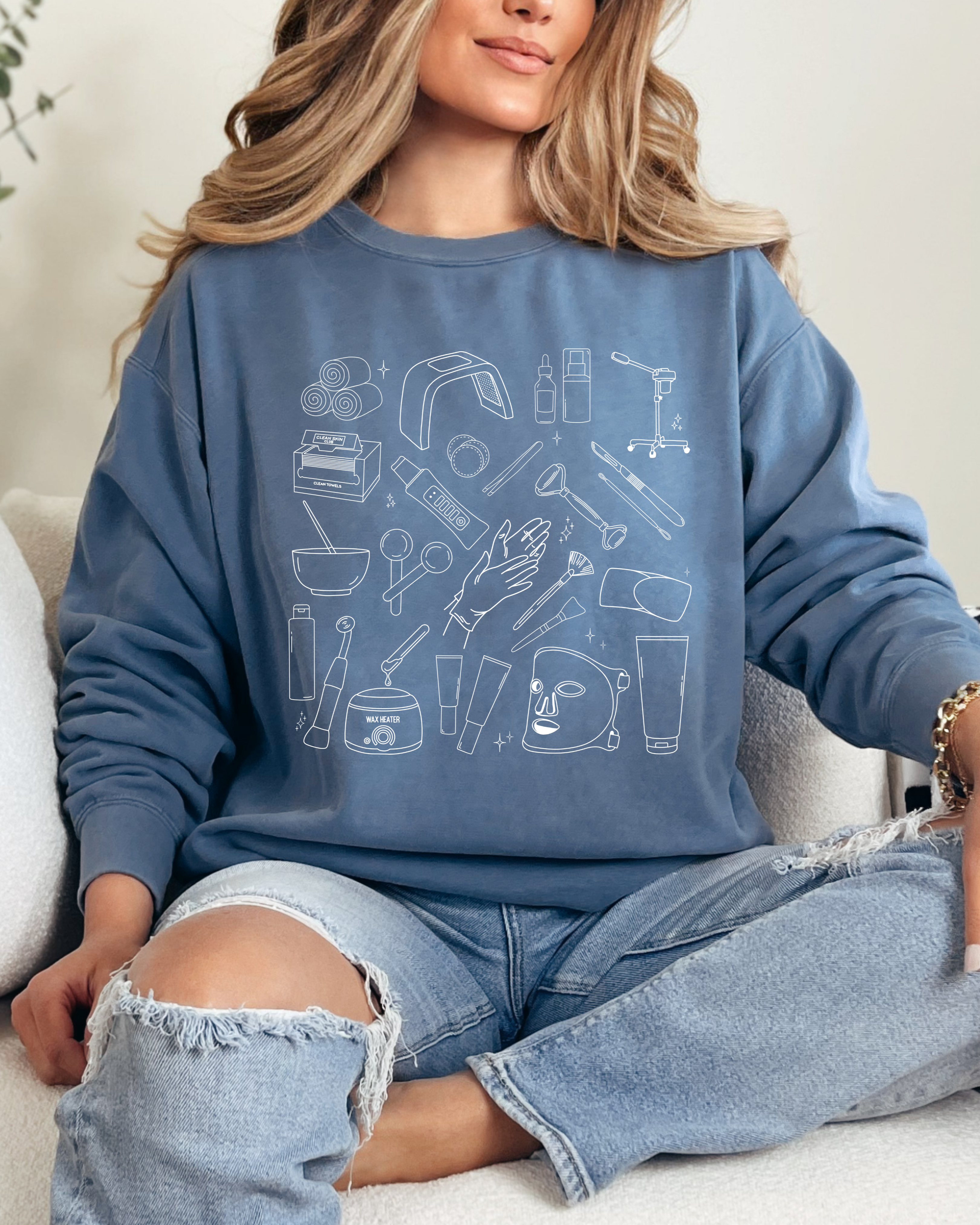 Esthetician Essentials Line-Art – Crewneck Sweatshirt